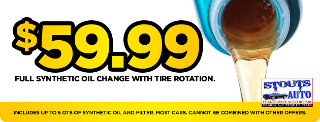 Synthetic oil change with tire rotation